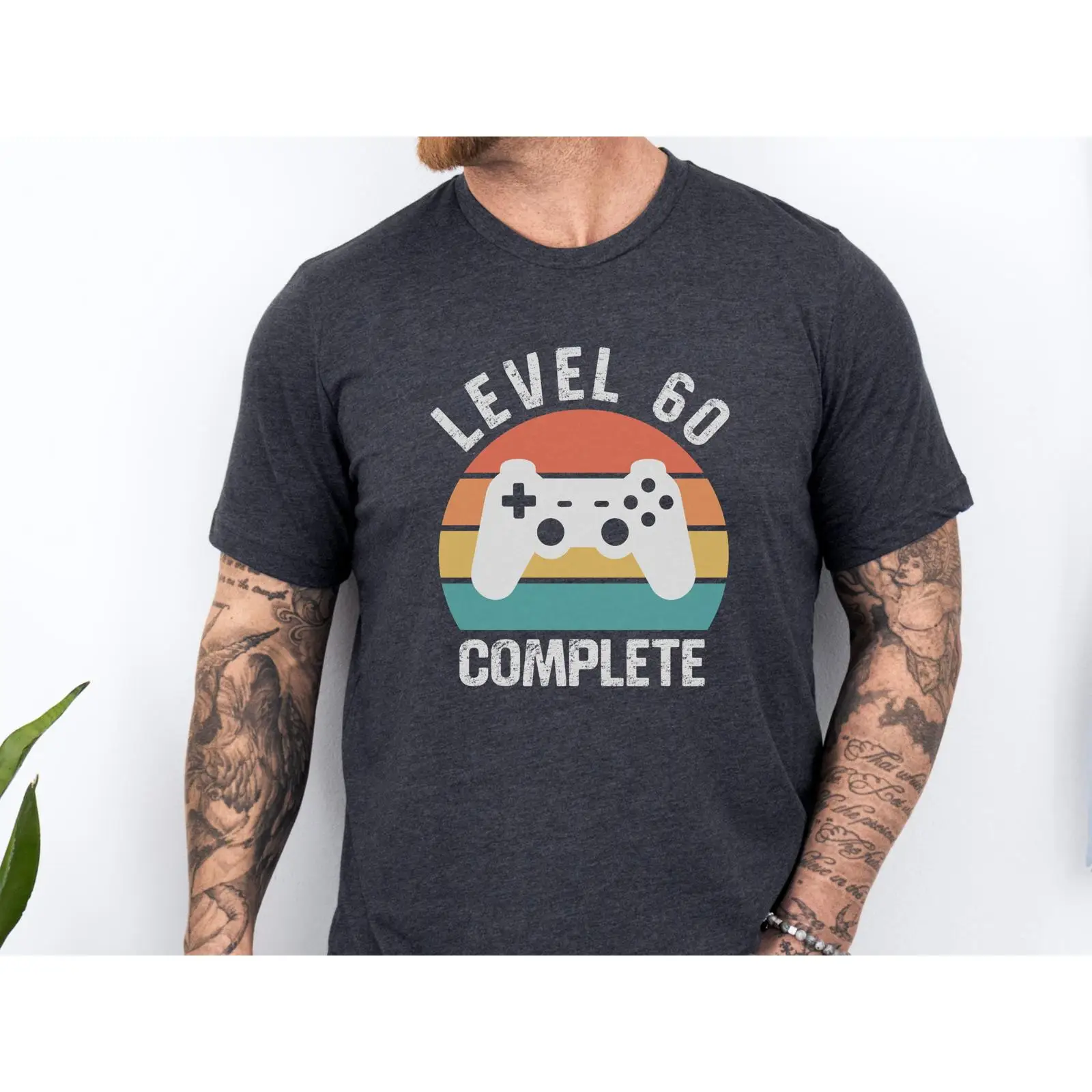 Retro Gaming Achievements - Seviye 60 Tamamlanmış Tişört Retro Oyun